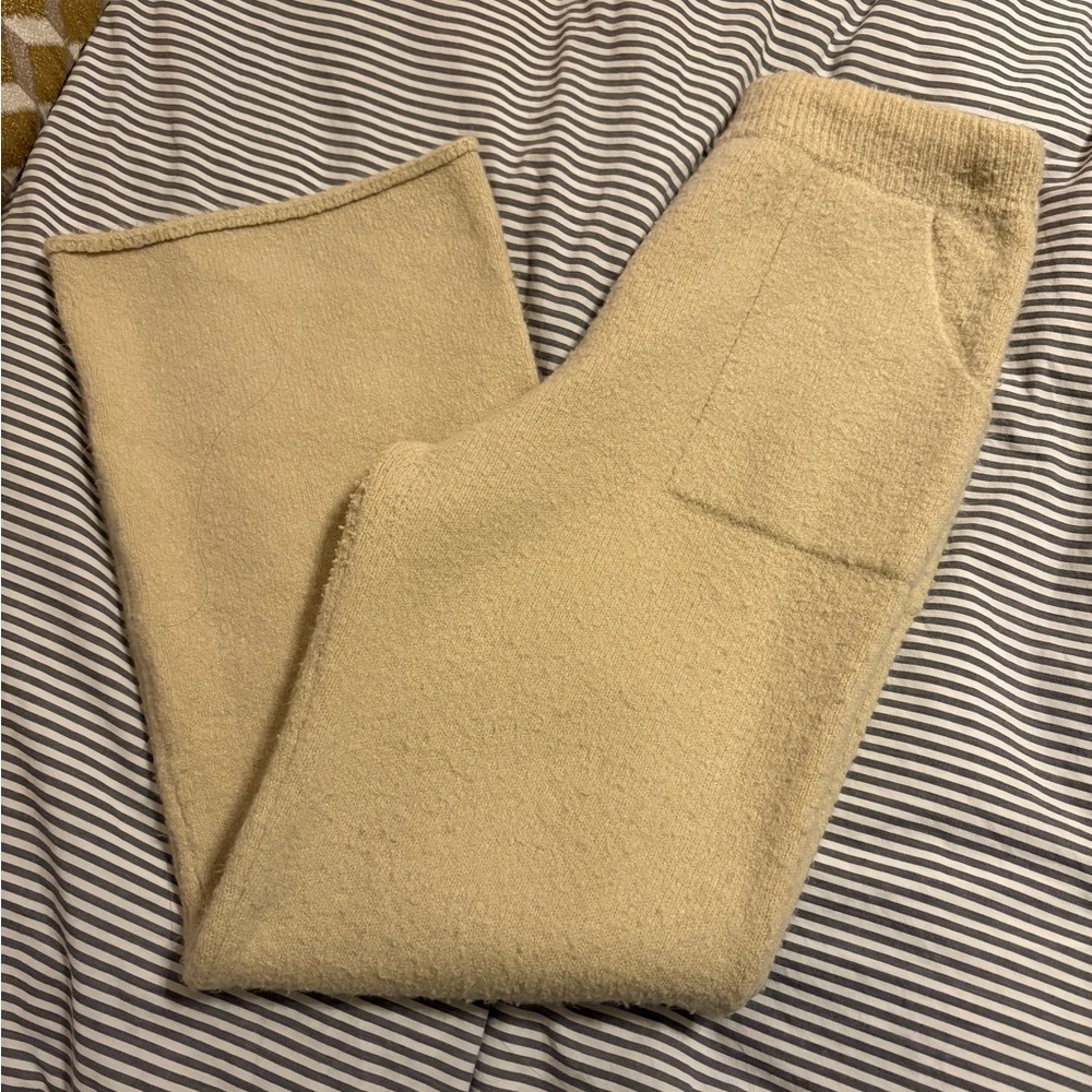 Oak + Fort Cozy Cream Knit Pants and long cardigan set
